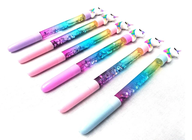 Unicorn Glitter Gel Pens for Kids Girls | Fancy Cute Unicon Stationery Set | Stylish Glitter Pen for Girls | Unicorn Wand Blue Gel Pen for Kids