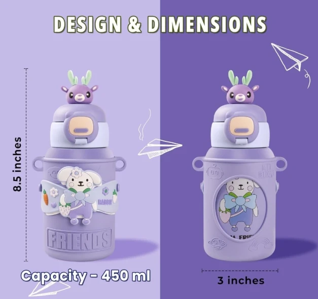 Kids Water Bottle - Stainless Steel 316 Sipper for School, Spill-Proof, BPA-Free, Boys & Girls - Ideal for Play & Hydration!