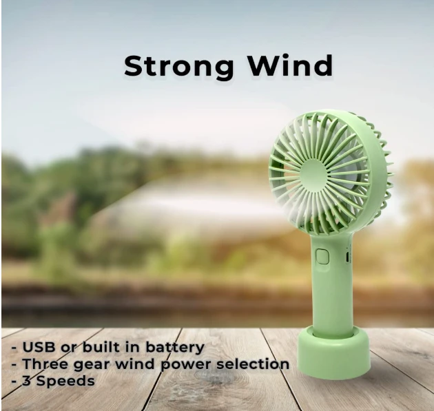 Powerful 4 Inch Rechargeable Mini Fan with 2000 mAh Battery, 3 Speed Option and Table Dock Table Fan for Home Backup Upto 6 hour - 20D x 10W x 12H Centimeters