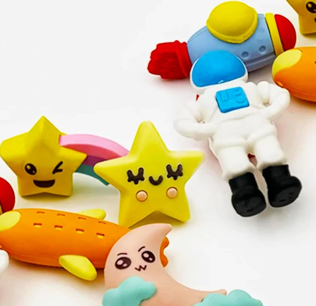 Space Astronaut Shape Erasers for Kids, Non-Toxic & Smudge-Free, Stylish Eraser, Rubber Pencil Eraser, Birthday Party Favors | Stationary Set for Boys & Girls