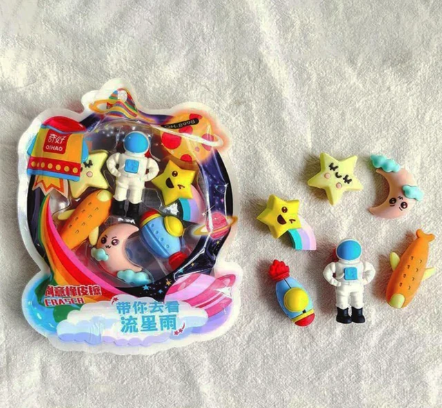 Space Astronaut Shape Erasers for Kids, Non-Toxic & Smudge-Free, Stylish Eraser, Rubber Pencil Eraser, Birthday Party Favors | Stationary Set for Boys & Girls