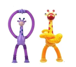 Giraffe Telescopic Suction Cup Pop Tubes Sensory Toys for Toddlers, Kids, Anxiety, ADD, ADHD, Autism, Multicolor