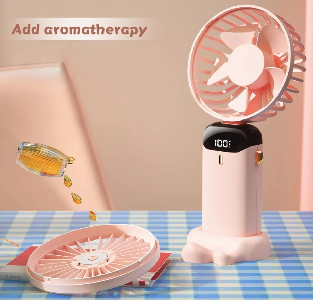 Mini Handheld Fan Battery Operated Small Personal Portable Fan Speed Adjustable USB Rechargeable Fan Cute Design Powerful for Stylish Kids Girls Women Men Indoor Outdoor Travelling