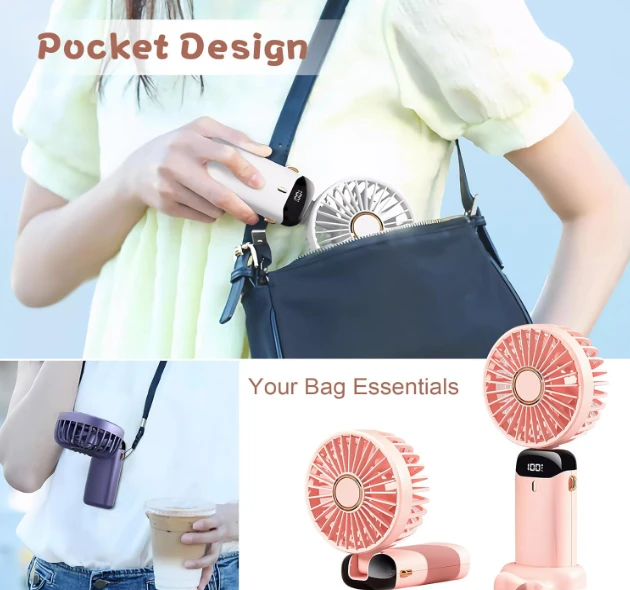 Mini Handheld Fan Battery Operated Small Personal Portable Fan Speed Adjustable USB Rechargeable Fan Cute Design Powerful for Stylish Kids Girls Women Men Indoor Outdoor Travelling