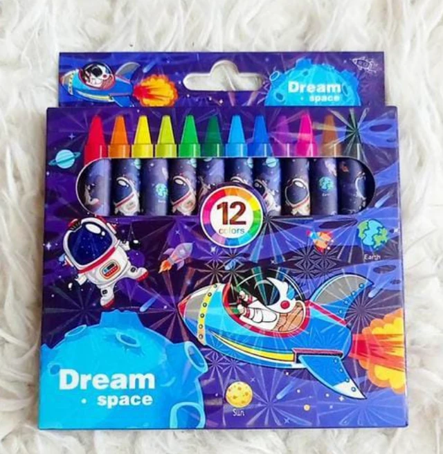 Dream Space Theme Wax Crayons Set for Kids – 12 Shades