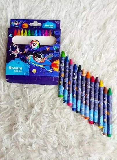 Dream Space Theme Wax Crayons Set for Kids – 12 Shades