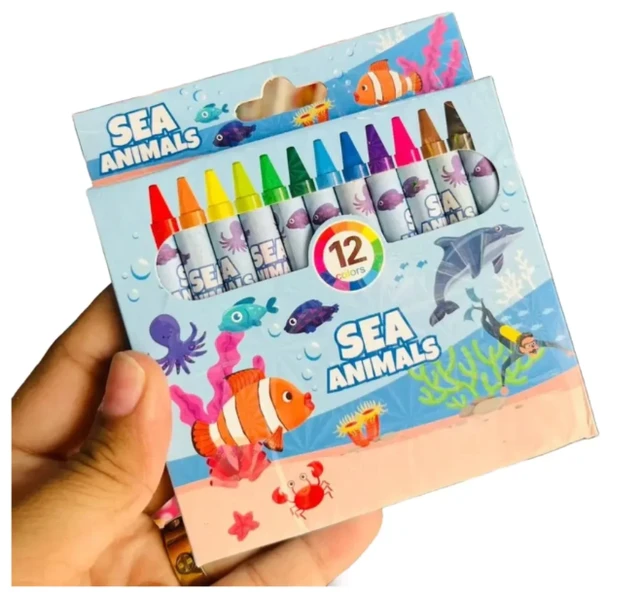 Sea Animals Theme Wax Crayons Set for Kids – 12 Shades