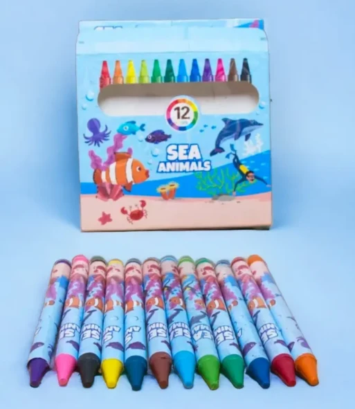 Sea Animals Theme Wax Crayons Set for Kids – 12 Shades