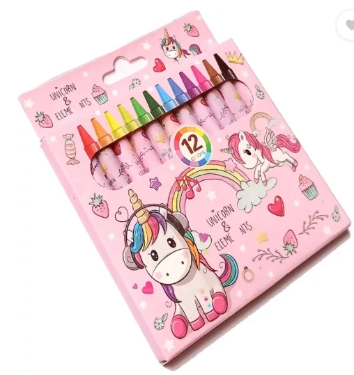 Unicorn Theme Wax Crayons Set for Kids – 12 Shades