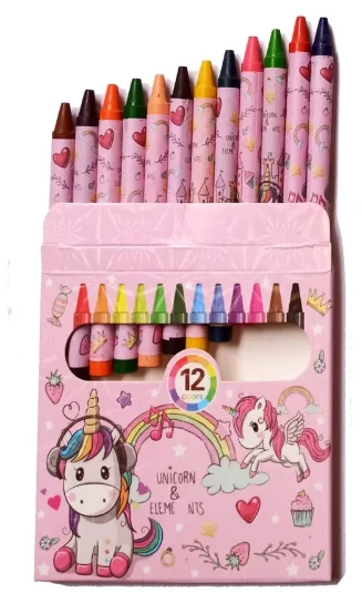 Unicorn Theme Wax Crayons Set for Kids – 12 Shades