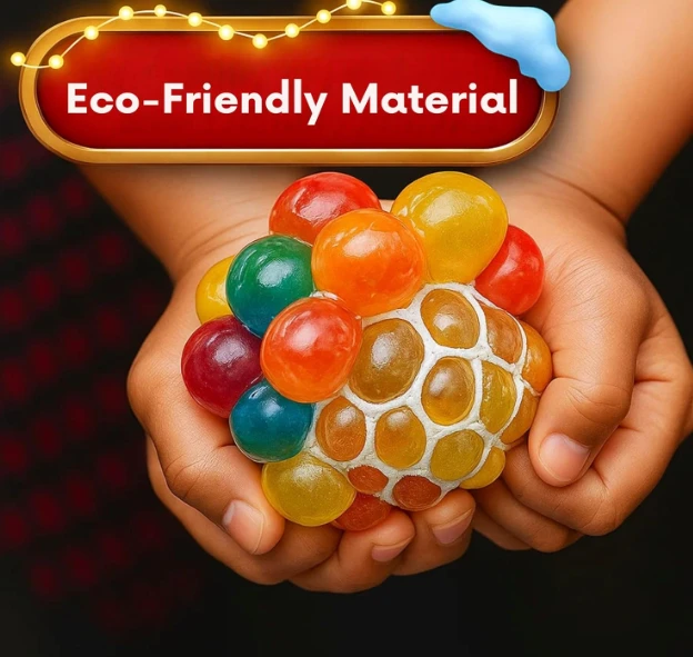 Squishy Stress Ball for Kids Squeeze Toy Pressure Relieve Anti-Stress Anti Anxiety Multicolor Magic Slime Mesh Ball Squeeze Grape Balls Return Gifts