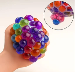 Squishy Stress Ball for Kids Squeeze Toy Pressure Relieve Anti-Stress Anti Anxiety Multicolor Magic Slime Mesh Ball Squeeze Grape Balls Return Gifts