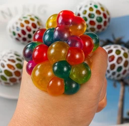 Squishy Stress Ball for Kids Squeeze Toy Pressure Relieve Anti-Stress Anti Anxiety Multicolor Magic Slime Mesh Ball Squeeze Grape Balls Return Gifts