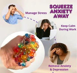 Squishy Stress Ball for Kids Squeeze Toy Pressure Relieve Anti-Stress Anti Anxiety Multicolor Magic Slime Mesh Ball Squeeze Grape Balls Return Gifts