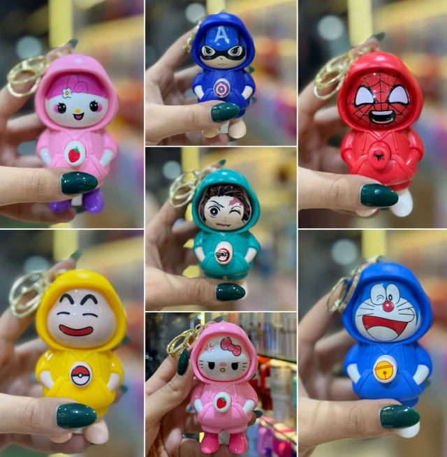 Cartoon Face Changing keychain Doll spin Keychain