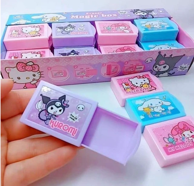 Fun Magic Box Pencil Eraser Cute Drawer Modle Rubber Eraser for Kids, Girls School Student, Return Birthday Gift Magic Box Shaped Erasers-4 Pcs., Multi-Color