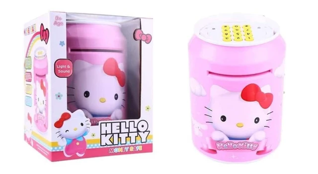 Battery Operated Cylinder ATM Safe Kids Piggy Saving ATM Bank with Electronic Lock Coin Bank Cash Deposit ATM Cartoon for Kids Coin Bank