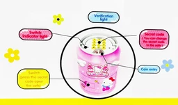 Battery Operated Cylinder ATM Safe Kids Piggy Saving ATM Bank with Electronic Lock Coin Bank Cash Deposit ATM Cartoon for Kids Coin Bank