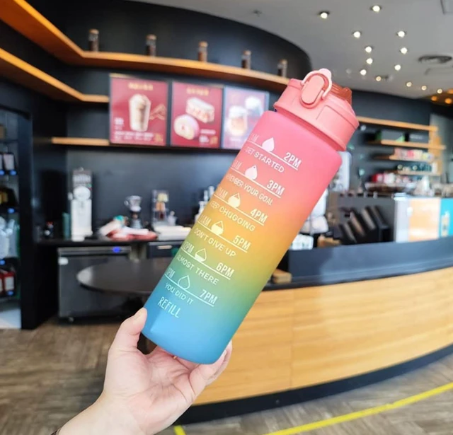 Motivational 0.7 Liter Quotes & Time Marker Dual Colour Sports Plastic Bottle BPA Free, Leak Proof Sipper Bottle for Gym, Office, Workout
