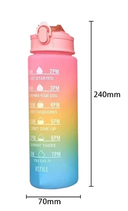 Motivational 0.7 Liter Quotes & Time Marker Dual Colour Sports Plastic Bottle BPA Free, Leak Proof Sipper Bottle for Gym, Office, Workout