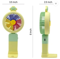 Mini Hand Fan with LED Light | Colorful USB Fan for Kids & Travel FL_227 Rechargeable Fan, USB Air Cooler, USB Fan (Multicolor)