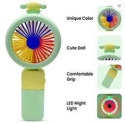 Mini Hand Fan with LED Light | Colorful USB Fan for Kids & Travel FL_227 Rechargeable Fan, USB Air Cooler, USB Fan (Multicolor)
