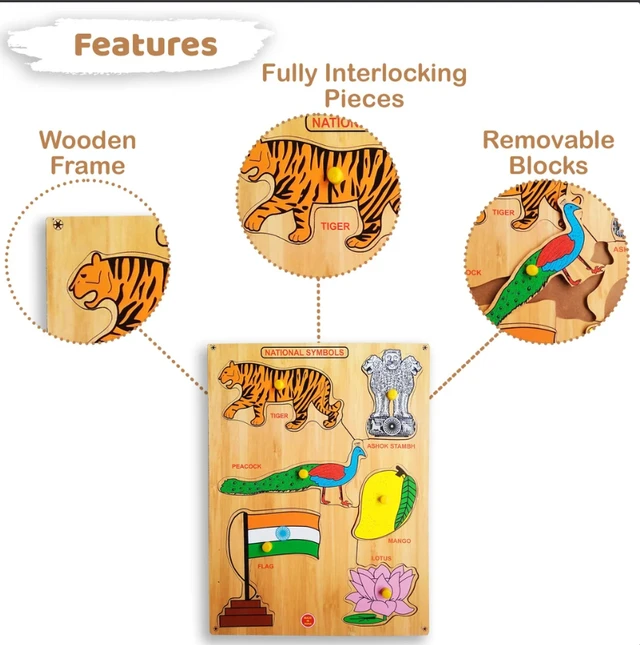 Wooden Block National Symbols