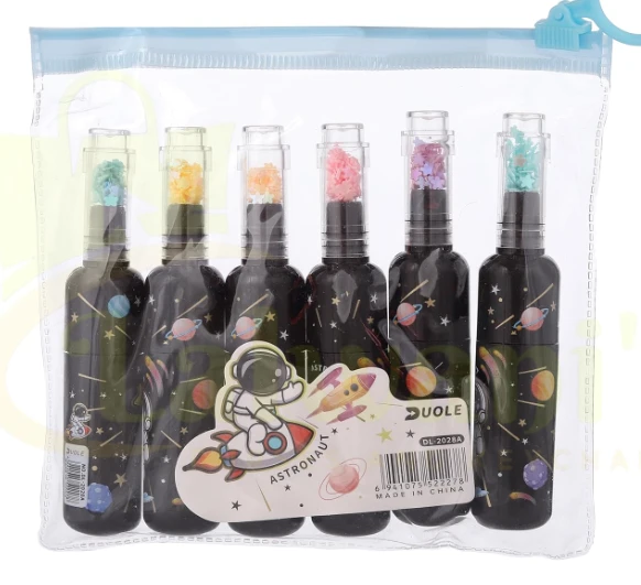 Set of 6 Black Cute Mini Bottle Shape Highlighter Pens for Colorful Note-Taking and Creativity Study and Art for Students and for Office Uses Satationary