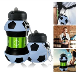 FunBlast Silicone Sipper Bottle for Kids - 550 ML Expandable Football Water Bottle for Home, Office, Gym, Trekking, Anti-Leak Kids Water Bottle, Fancy Stylish Water Bottle Girls, Boys (Random Color)