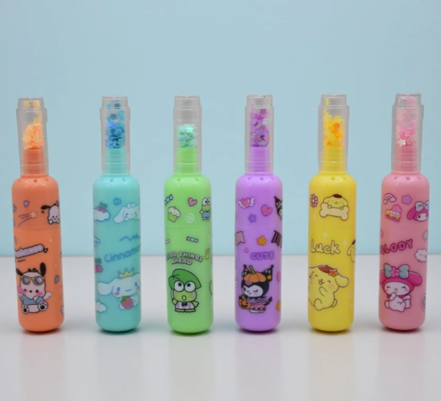Highlighter Pens Neon Colors Markers (6 pcs) - Mini Colorful Bottle Shaped Highlighters for Girls & Boys Korean Stationery for School & Office