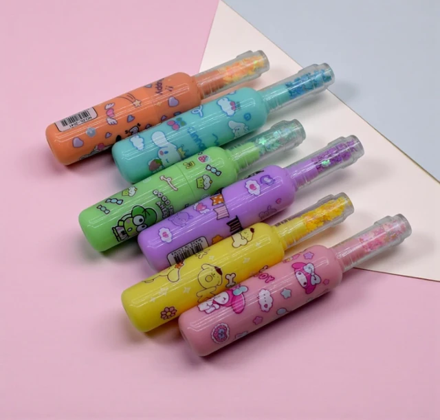 Highlighter Pens Neon Colors Markers (6 pcs) - Mini Colorful Bottle Shaped Highlighters for Girls & Boys Korean Stationery for School & Office
