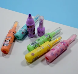 Highlighter Pens Neon Colors Markers (6 pcs) - Mini Colorful Bottle Shaped Highlighters for Girls & Boys Korean Stationery for School & Office