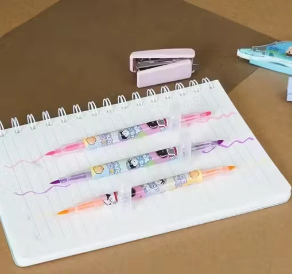 Kids Double Head Cartoon Printed Marker Highlighter Set of 6 Pcs Dual Head Marker Nib Sketch Pens