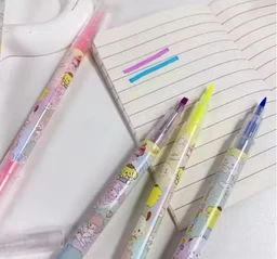 Kids Double Head Cartoon Printed Marker Highlighter Set of 6 Pcs Dual Head Marker Nib Sketch Pens