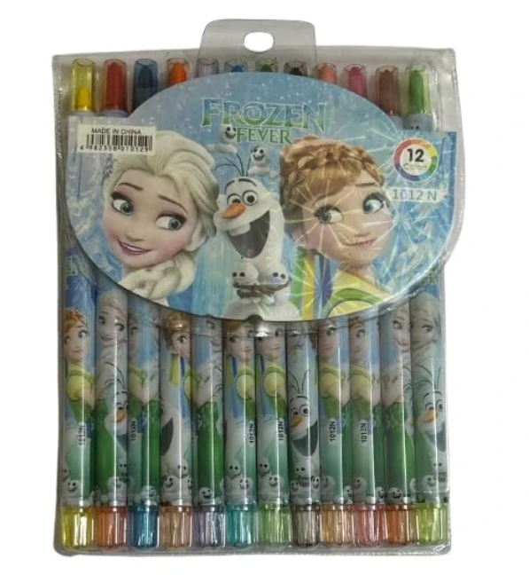 Rolling Crayons (Set Of 12 Cartoon Printed) Twistable Colours Art & Craft Accessories Birthday Return Gift Item For Kids Boys And Girls (Packs, 1, count)