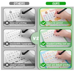 SHNMN Sank Magic Practice Copybook, (4 BOOK +1 PEN + 10 REFILL) Number Tracing Book for Preschoolers with Pen, Magic calligraphy books for kids Reusable Writing Tool