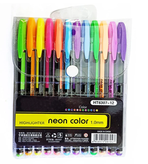 Gel Pens Set Color Gel Pens,Glitter, Metallic, Neon Pens Set Good Gift For Coloring Kids Sketching Painting Drawing ((Highlighter Neon Pen))