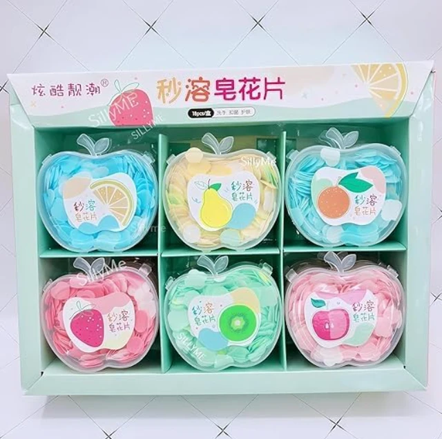 Apple Shape Paper Soap Sheets – Portable Disposable Hand Soap for Travel, Camping, and Outdoor Use (multi color 50 Sheets Each)