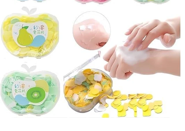 Apple Shape Paper Soap Sheets – Portable Disposable Hand Soap for Travel, Camping, and Outdoor Use (multi color 50 Sheets Each)