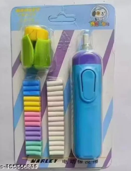 Electric Battery Operated Eraser Set with Refills, Multi-Color, Art Drawing and Sketching Tool