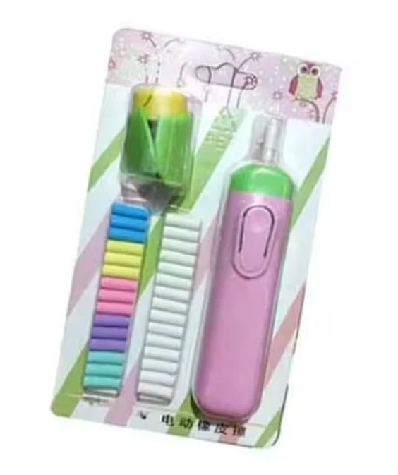 Electric Battery Operated Eraser Set with Refills, Multi-Color, Art Drawing and Sketching Tool