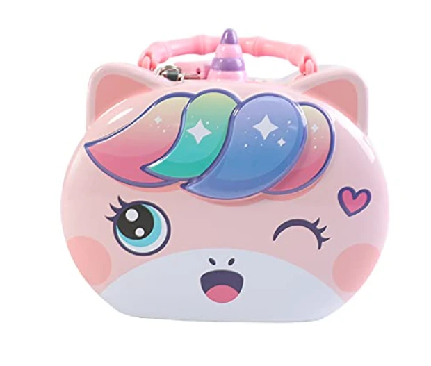 Unicorn Modern Piggy Bank Cartoon House Saving Pot Coin Bank Money Bank Saving Coin Box With Lock Gift Toy For Kid Children, Pink