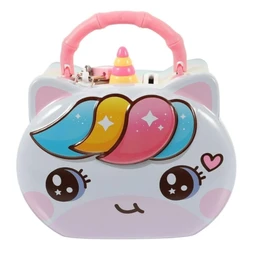 Unicorn Modern Piggy Bank Cartoon House Saving Pot Coin Bank Money Bank Saving Coin Box With Lock Gift Toy For Kid Children, Pink