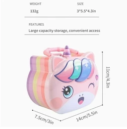 Unicorn Modern Piggy Bank Cartoon House Saving Pot Coin Bank Money Bank Saving Coin Box With Lock Gift Toy For Kid Children, Pink