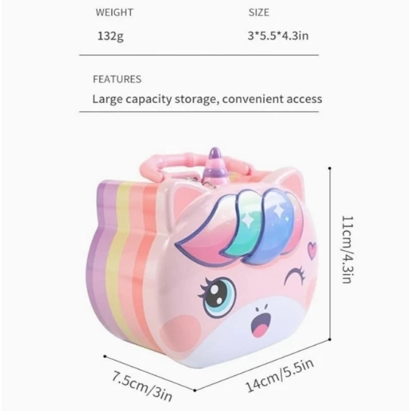 Unicorn Modern Piggy Bank Cartoon House Saving Pot Coin Bank Money Bank Saving Coin Box With Lock Gift Toy For Kid Children, Pink