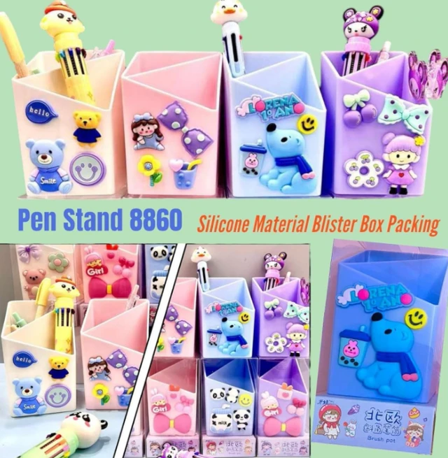 Multi-Purpose 2 Compartment Pen Pencil Stylish Stand for Kids, Pen Or Pencil Holder, Office Study Table Desk Organizer, Spoon Holder, Plastic Case Holder