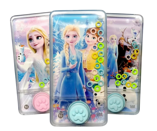 Action Heroes Water Ring Toss Game, Handheld Bubble Ring Anxiety Relief Toys, Portable Family Games for Kids, 1 Pack Random Design Dispatched (Snow Princess)