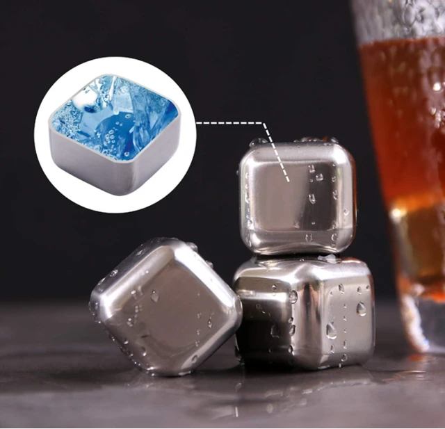 Wine Chillers Metal Ice Cube, Stainless Steel Whiskey Stones, Reusable Whiskey Rocks Beverage Chilling Stones for Scotch and Bourbon, Cool Dad Gadgets, Gift for Mens Valentine, Silver,