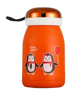 Penguin Cartoon Printed Stainless Steel Thermos Vacuum Flask for Kids 380 Ml