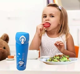 Doraeemon Blue Water Bottle Designer Printed Stainless Steel Insulated Sipper Water Bottle for Kids/Flask for Kids, School, Gym. Travelling, Birthday Gift